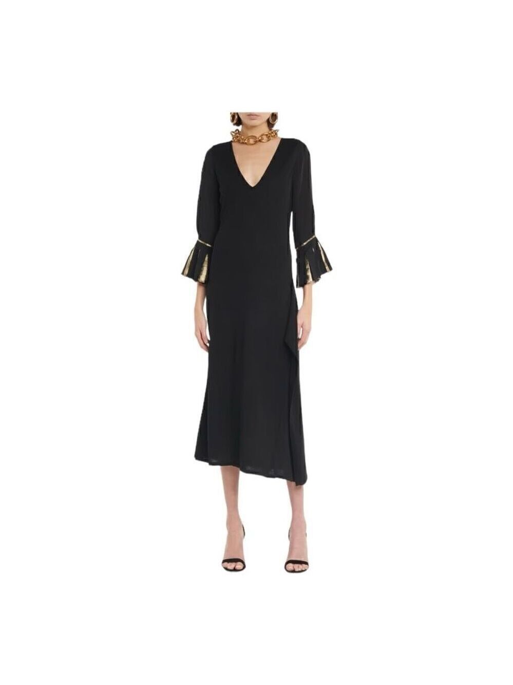 Roland Mouret Loligo Black Wool Midi Dress Size Medium (8)